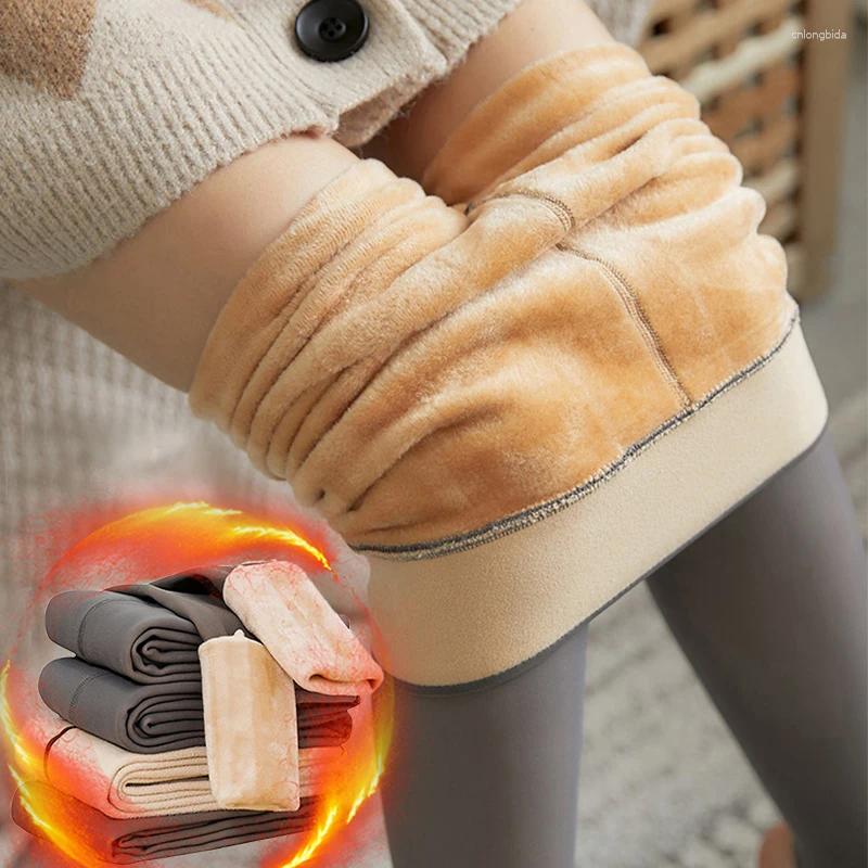 Women Socks Winter Warm Velvet Leggings Women's Thermal Pants Polar Pantyhose Sock Lined Tights Skin Effect High Waist Wool