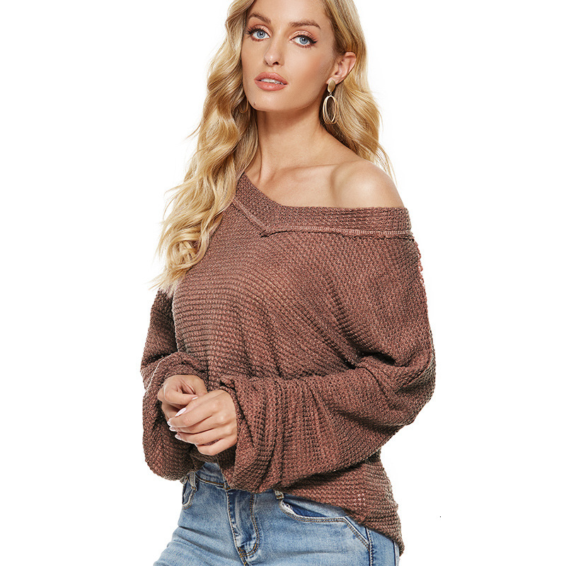 Autumn and Winter New Fashion Women's Loose V-Neck Knitted Sweater Lantern Sleeve Autumn Fashion Casual Loose Thick Top