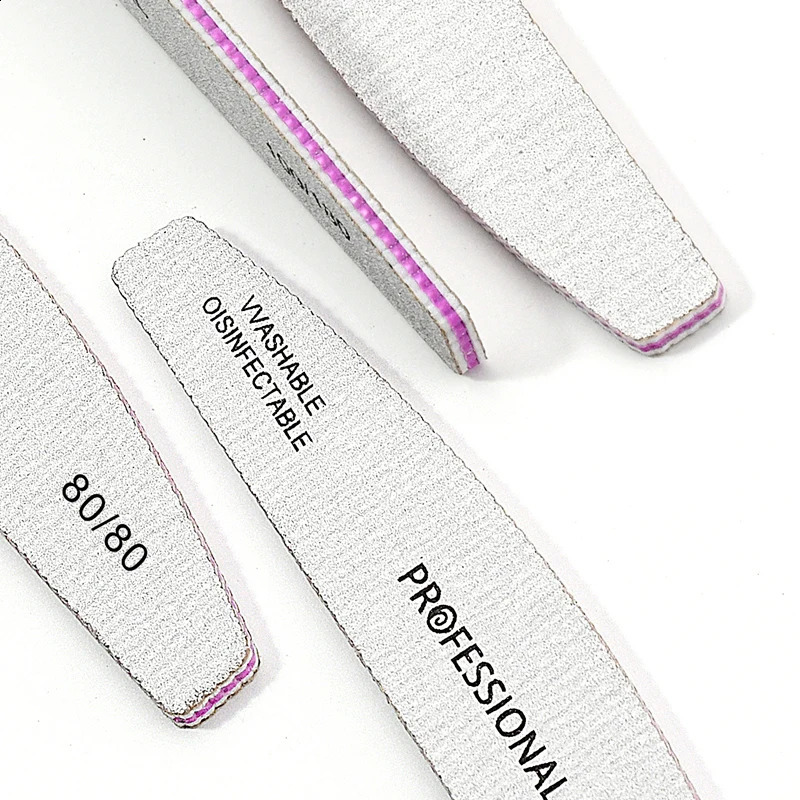 2550 Pcs Grey Sandpaper Nail File 80 100 180 Grit Buffering Half Moon Pedicure Block Polishing Manicure Tools Nails Accessoires 241105