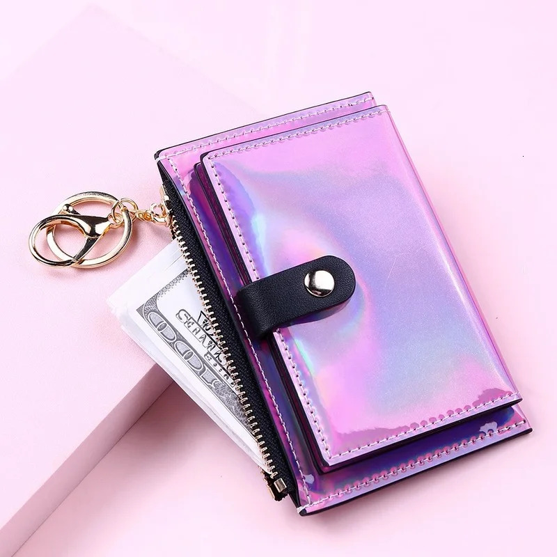 New Laser Holographic Designer Keychain Multi Slot Coin Coin Wallet