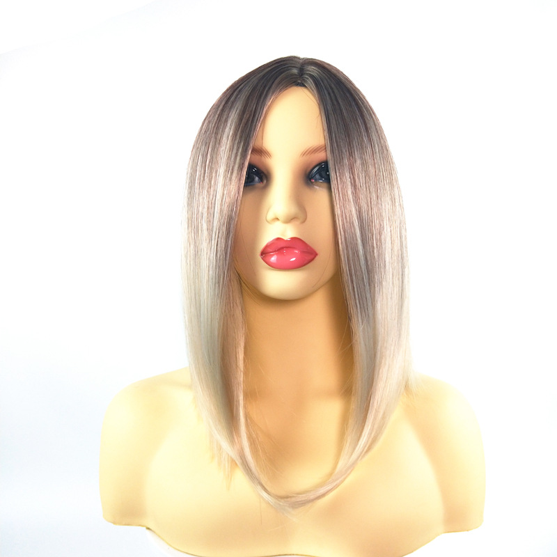 African synthetic wig for women light blonde shoulder length clavicle bobo wig