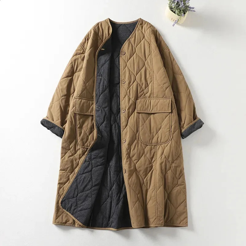 Oversized Women Parkas Overcoat Autumn Winter Lightweight Down Cotton Jacket Female Long Warm Padded Jacket Single-breasted 241105
