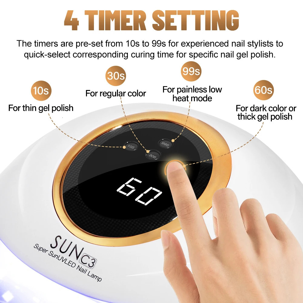 380W 72LEDs Powerful Nail Dryer With Large Touch Screen LED Nail Lamp For Curing All Gel Nail Polish Professional Drying Lamp 241104