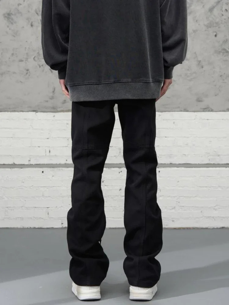 Trousers Bootcut Flared Man Cowboy Pants Hip Hop Mens Jeans White Y2k Vintage ner Baggy Stylish 90s Streetwear Loose 241105