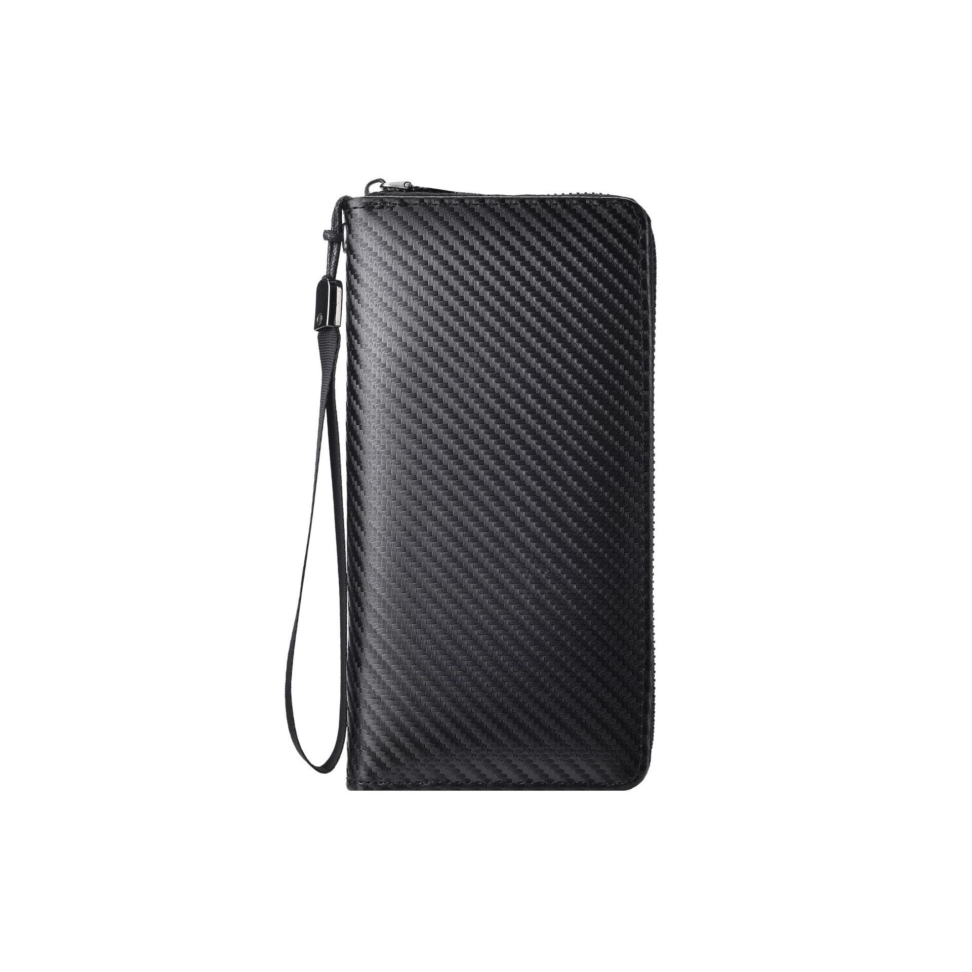 New Men's Long Carbon Fiber Designer Pattern Business Handbag With Large Capacity And Multi Slot Zipper Wallet