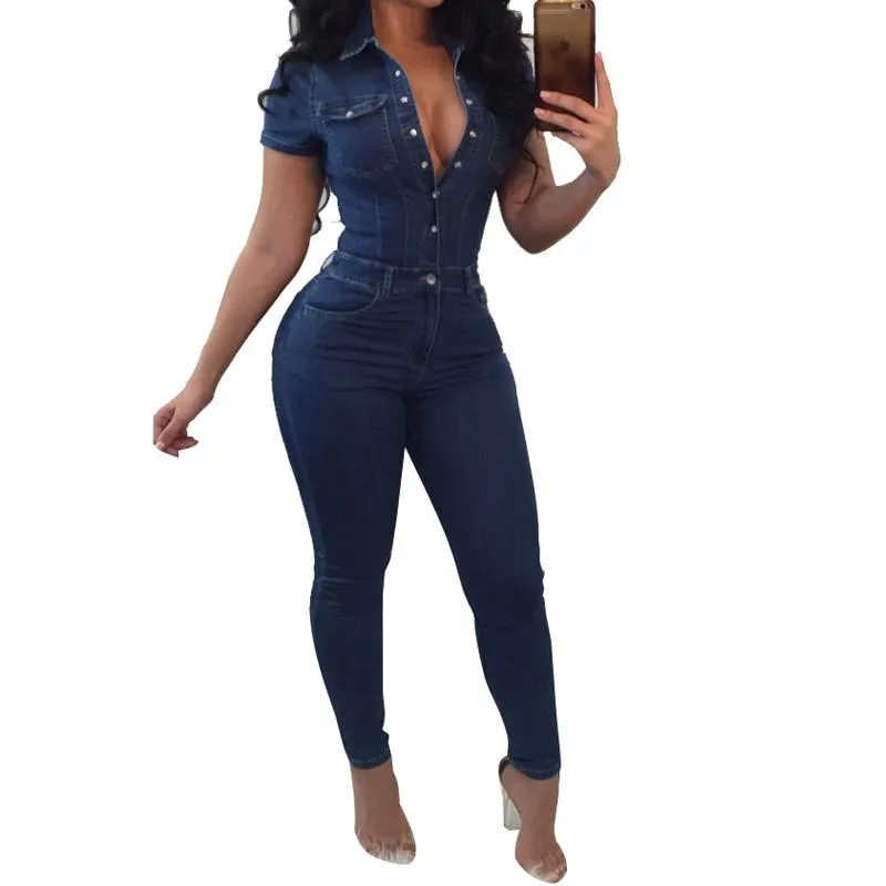 plus size denim jumpsuit women rompers new hot summer one piece skinny high waist jeans bodysuit overalls pantalon femme fashion coAt