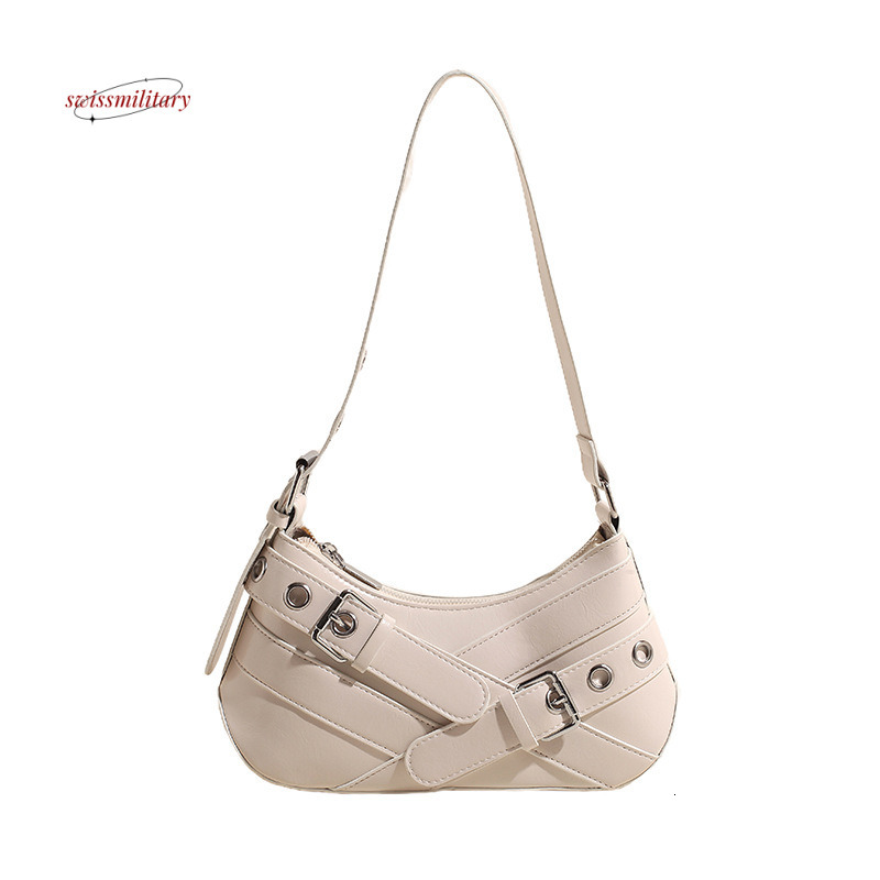 Fashionable motorcycle women's trendy high-end texture, sweet cool spicy girl shoulder bag, minimalist and charming armpit bag #30 swissmilitary