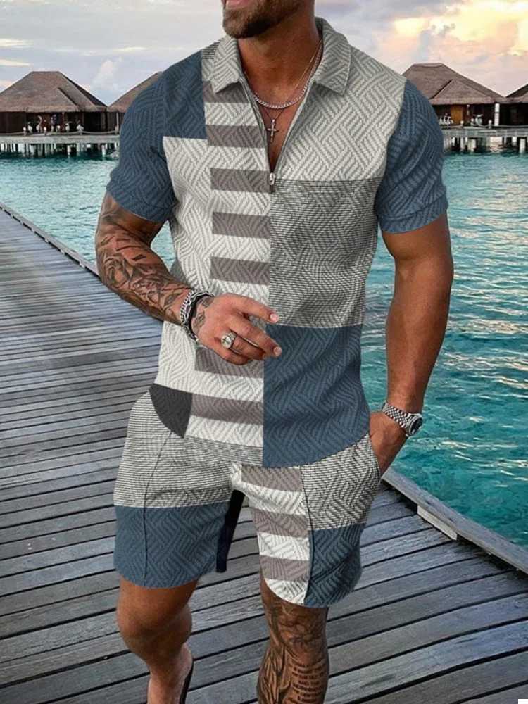 Newly arrived mens clothing tracking shirt set summer casual T-shirt set printed fashionable mens T-shirt set W241104