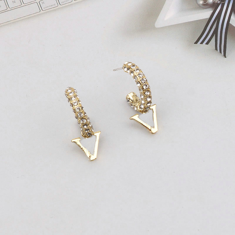 Brand Letter Diamond Stud Earring Designer Earrings Luxury Woman Jewelry Earring Party Gift Mixed Style
