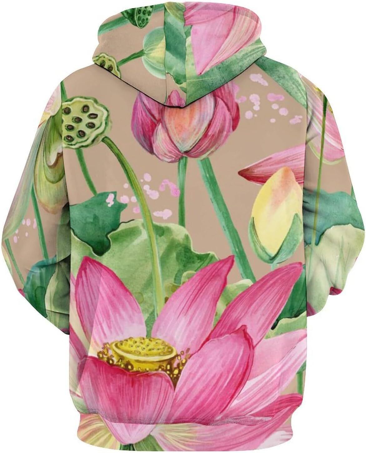 Hoodie for Mens Womens Watercolor Plant Flowers Hoodies for Men 3D Print Pullover Hooded Drawstring Loose Sweatshirt with Big Pockets Graphic