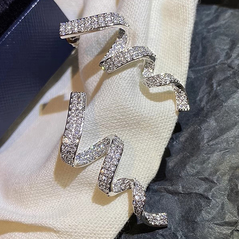 Choucong Brand Top Sell Ins Stud Earrings Vintage Jewelry 925 Sterling Silver Fill Pave White 5A Cubic Zircon Party Twisted lines Women Fashion Earrin