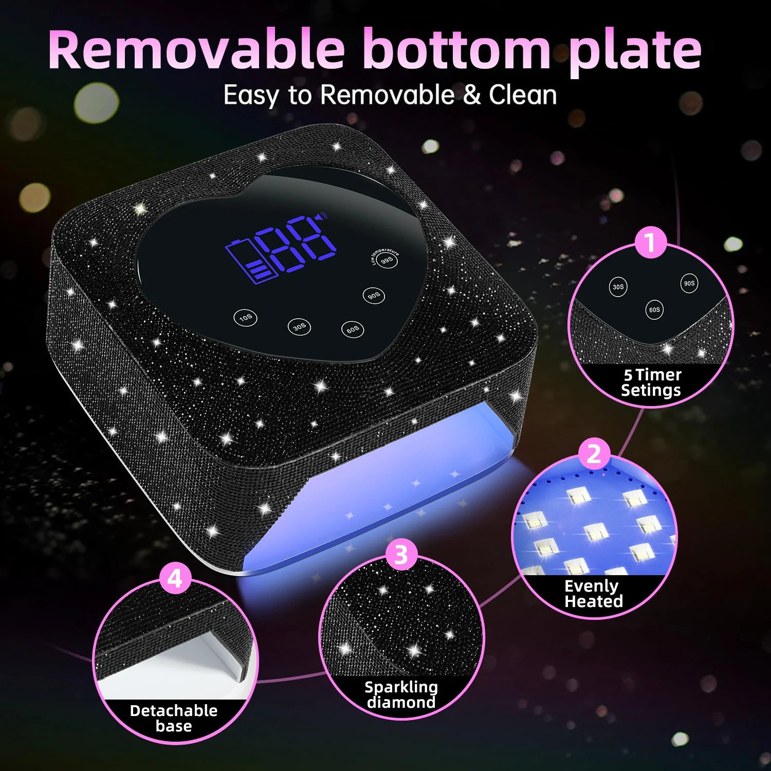 Rechargeable UV LED Nail Lamp for Manicure 30LEDS Gel Polish Drying Machine With Large LCD Touch Professional Smart Nail Dryer 241104