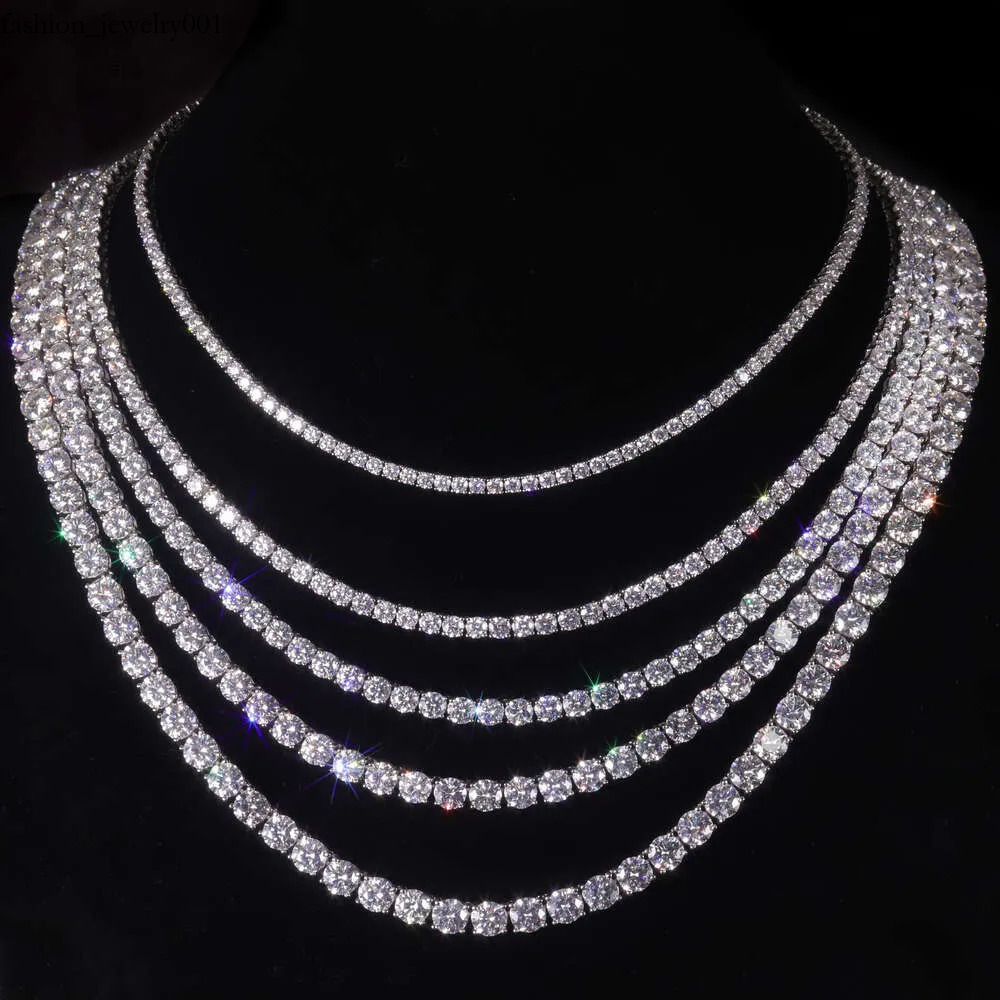 Pass Tester 2MM 3MM 4MM 5MM 6.5MM Iced Out Sier VVS Dia Necklace Moissanite Tennis Chain