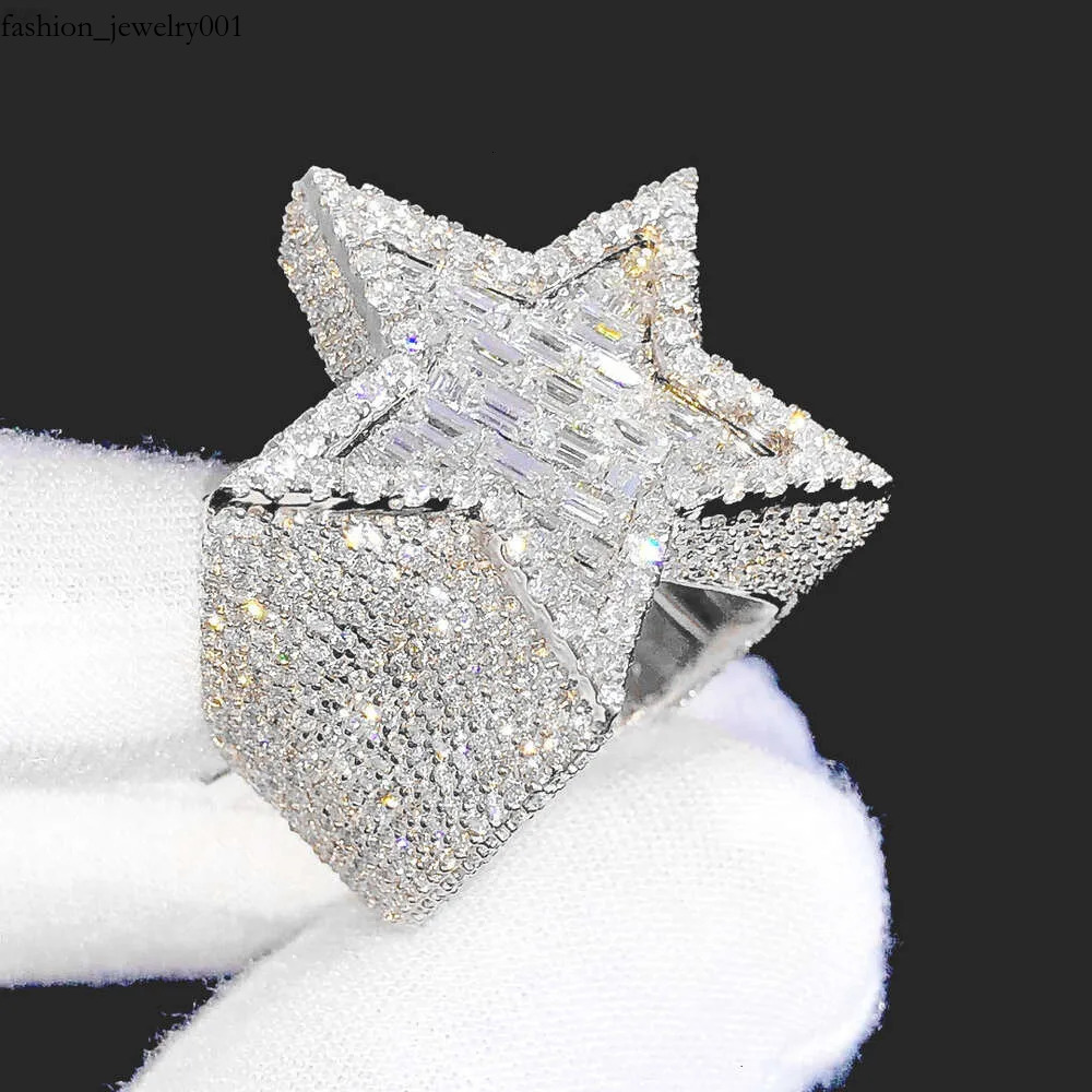 Factory Custom Hiphop Jewelry Sier Vvs Moissanite Dia Hip Hop Star Iced Out Letter Ring Men