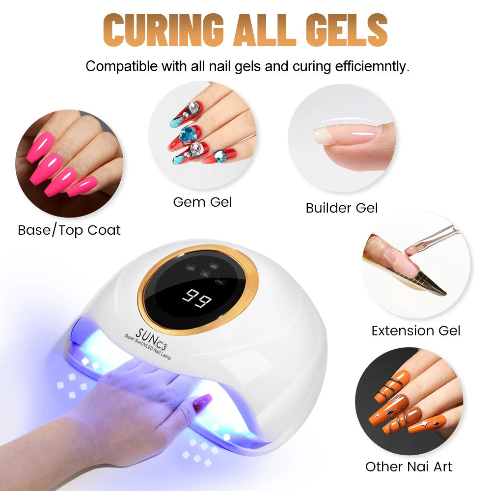 380W 72LEDs Powerful Nail Dryer With Large Touch Screen LED Nail Lamp For Curing All Gel Nail Polish Professional Drying Lamp 241104