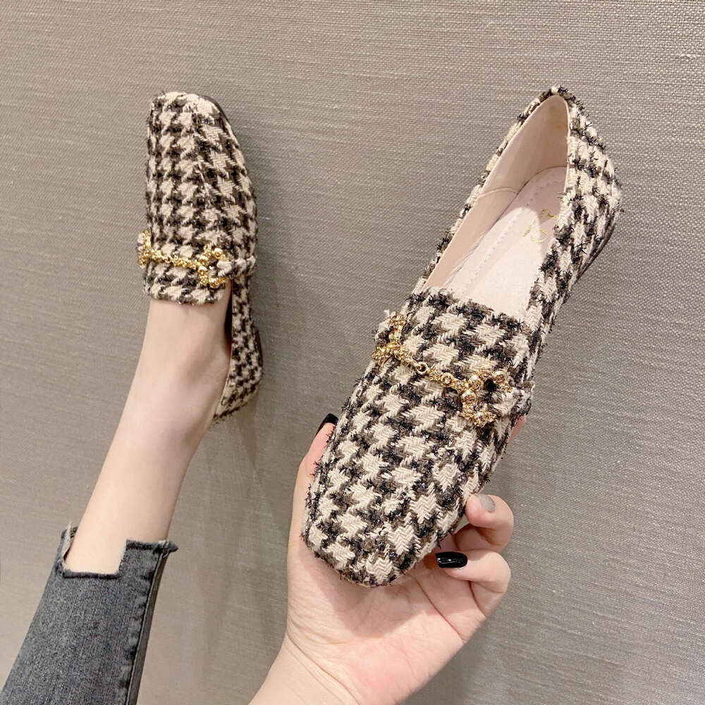 2023 Spring New Korean Edition Xiaoxiang Square Head Flat Heel Women's Singles, Casual Outerwear, Sneakers, Lazy Shoes For Women