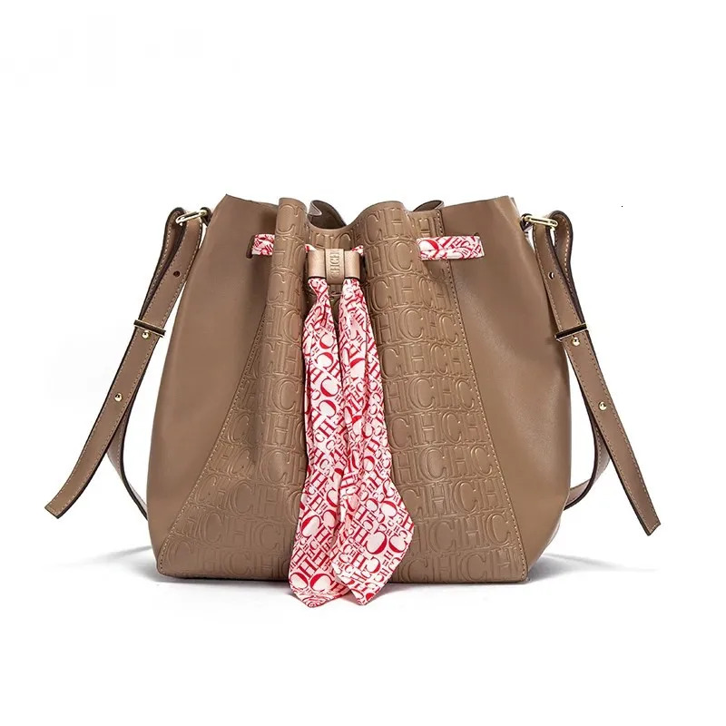 CH Brand Women's PU Bucket Bag Commuter Shrink Scarf Fashion Ladies Versatil Crossbody Ba Large Capacity Shopping Travel ddmymarket