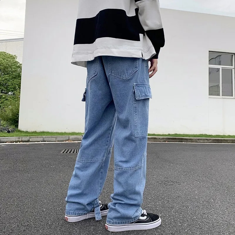 Men Wide Leg Jeans Hip Hop Casual Mens Straight Baggy Denim Pants Streetwear Skateboard Pant Neutral Trousers Plus Size S-5XL 241105