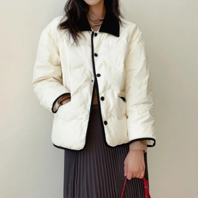 Women Winter Thicken Cotton Coat Casual Polo Collar Long Sleeve Warm Cotton-padded Jacket Overcoat Autumn Zipper Parkas 2024 241105