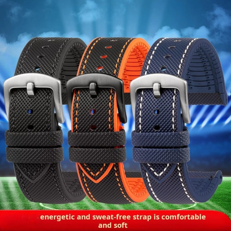 For any Waterproof rubber watch strap Men bracelet 19 20mm 21 22mm 23mm 24mm wristband Blue orange green yellow Watchband 241105