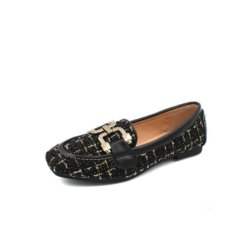 Spring 2023 New Product Single Head Cloth Woolen Soft Bottom Le Fu Versatile Bean Women's One Foot Shoes