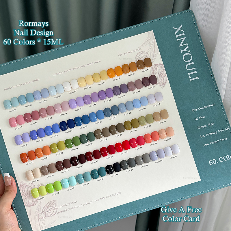 Rormays Popular Winter gel nail polish Set 60PCS Mixed gel Shiny Nail Salon Semi permanent Varnish UV LED Color Tuoker Nail 15ML Nail art factory whol