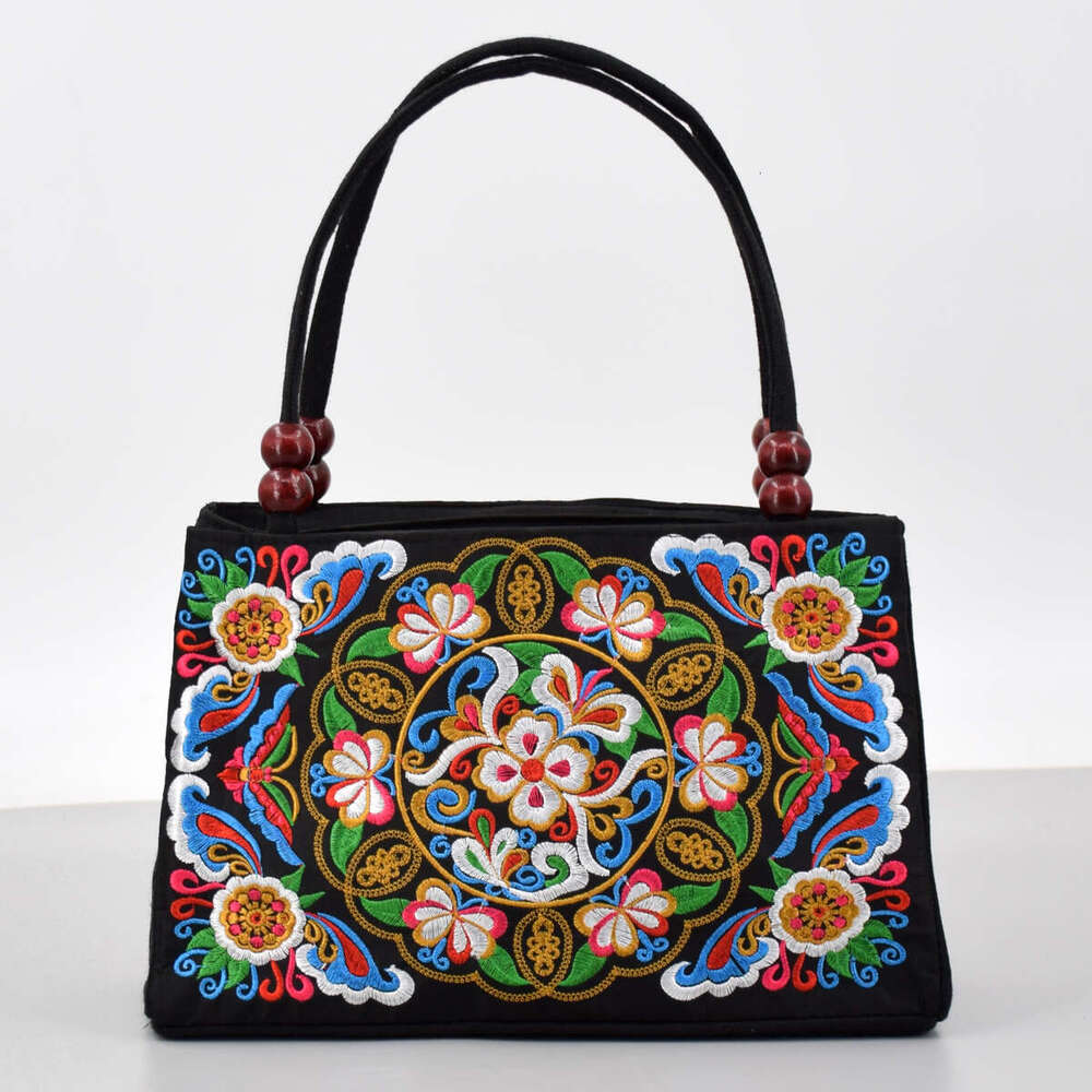 Designer Bag Embroidered Canvas Women's Top Handle Bag: Double Layered With Zippered Compartments, Perfect For Work And Play