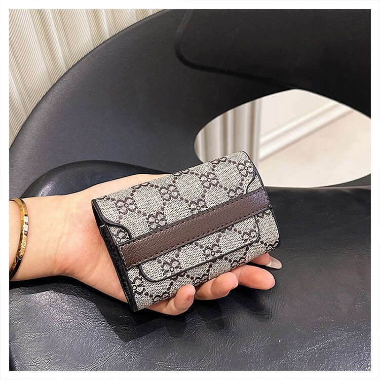 Wallet fashion, high-end trend, niche design, printed three fold card bag, short coin purse