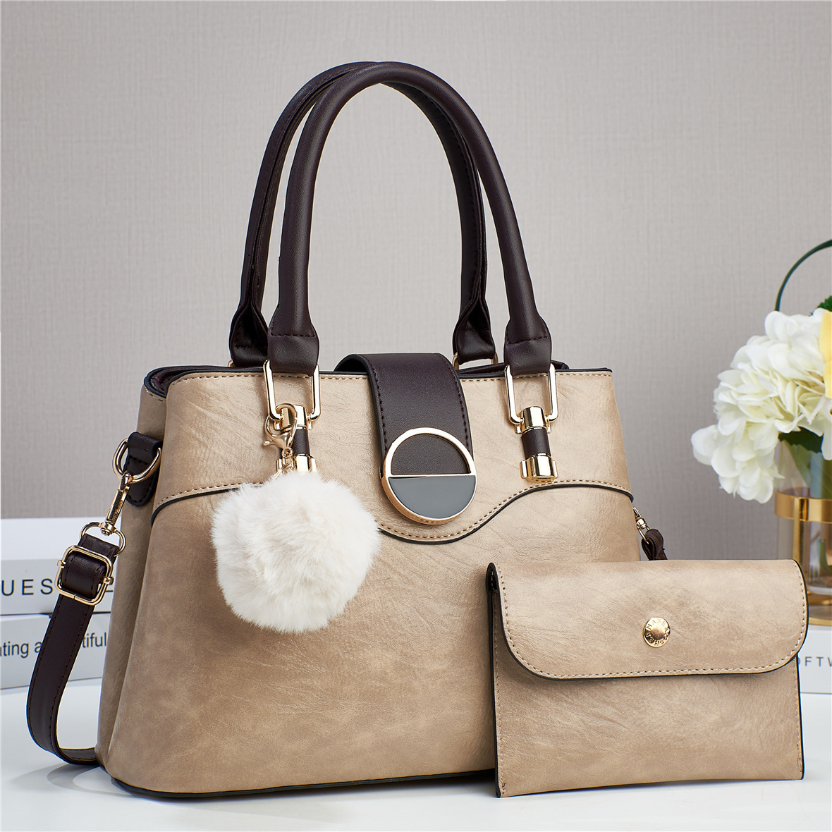 Designer's new spliced mother and baby simple solid color large capacity single shoulder women's texture bag trendy bag