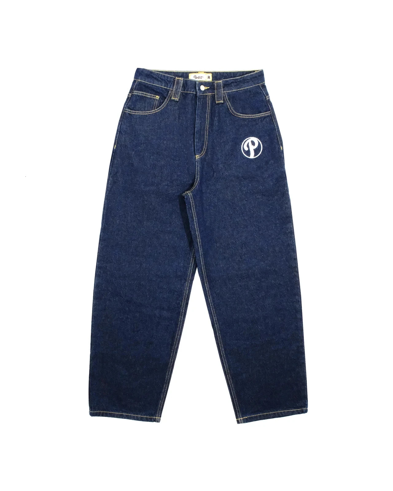 Streetwear PROTECT Jeans Y2K Mens Pants Harajuku Hip Hop Letter Embroidery Vintage Blue Baggy High Waist Wide Leg Trouser 241104