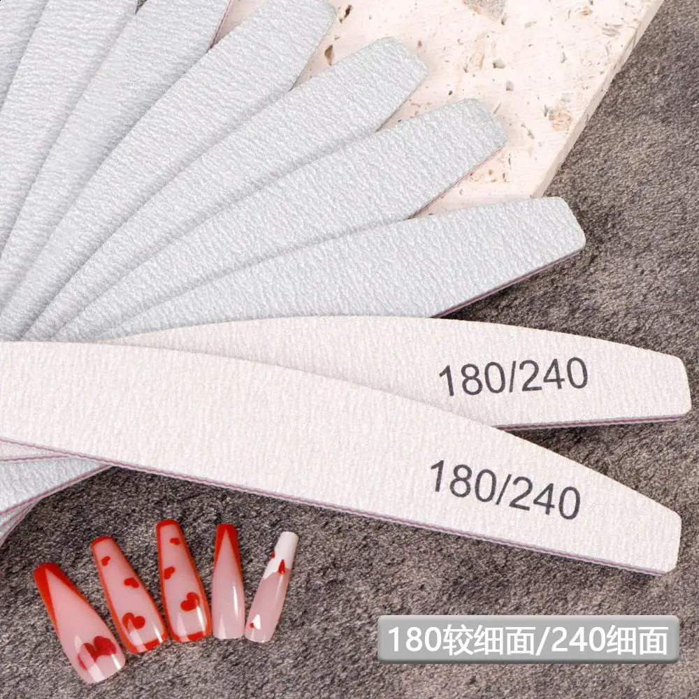 1050pcsSet Professional Thicken Nail Files 100180 180240 Grit Double Sided Washable Super Nail File Fingernail Files Boards# 241105