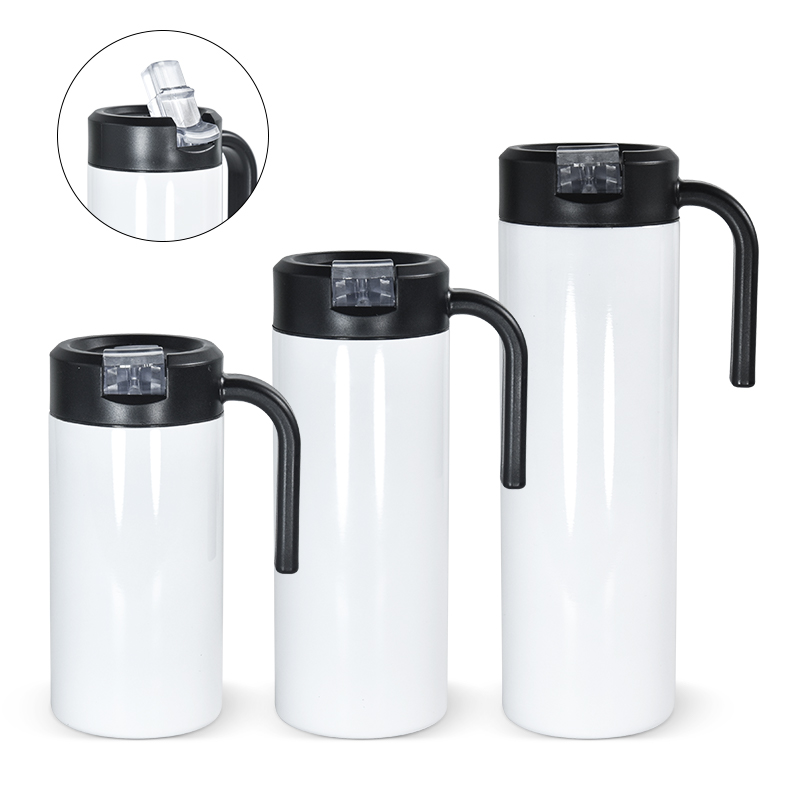 sublimation 12oz 15oz 20oz straight Tumbler with straw lids black handle Stainless Steel Tumbler Vacuum Insulated Cups