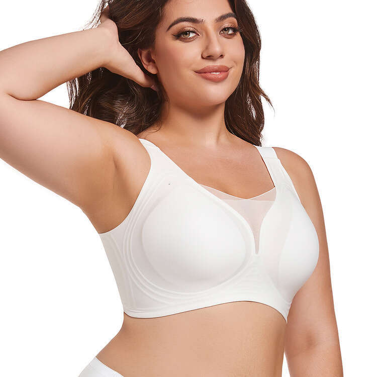 shanshi bra set Jelly full cup seamless cross mesh size underwear thin fit large chest display small anti sagging bra