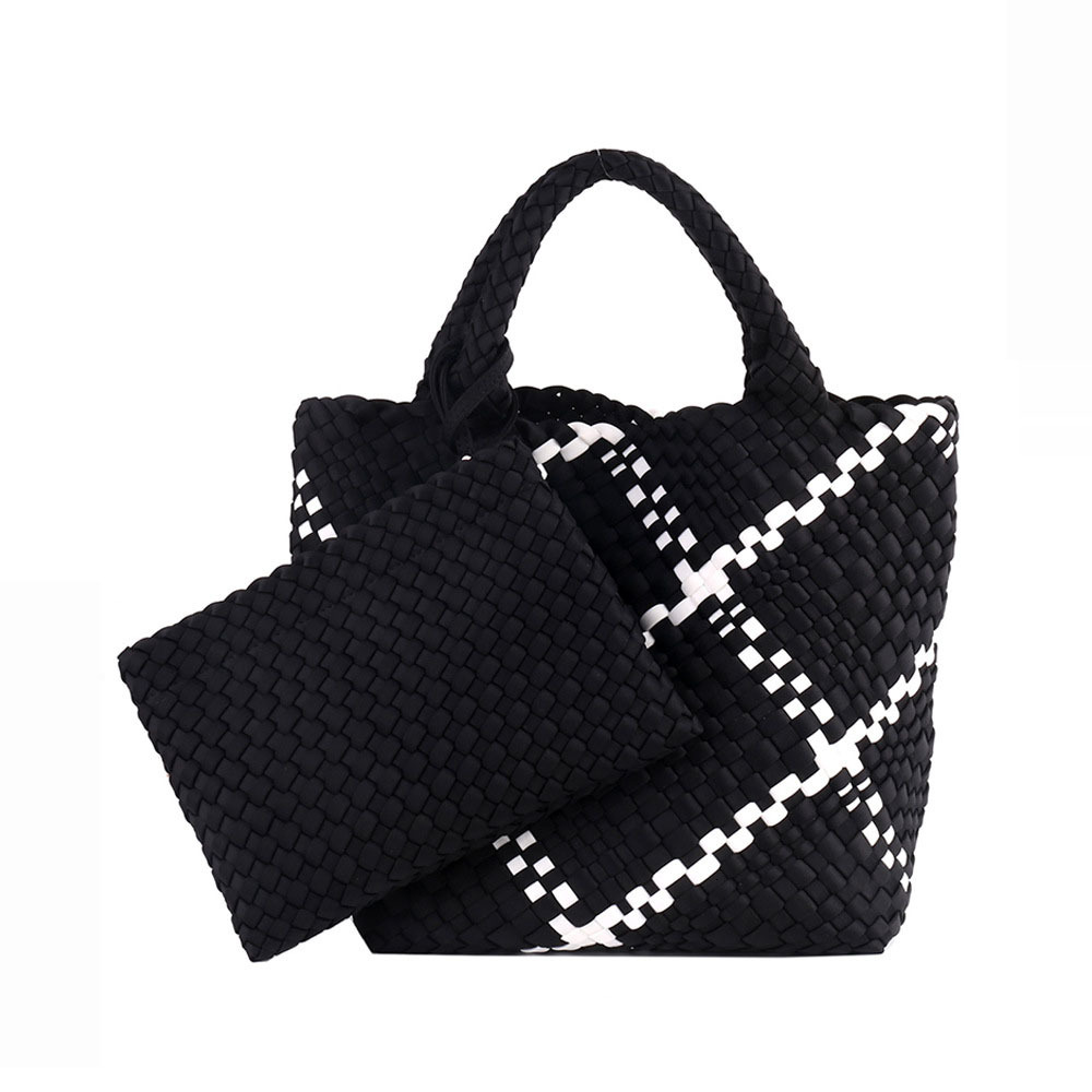 Hot Sale New Neoprene PU Beach Large Capacity Woven Handbag Handmade Knitted Bag