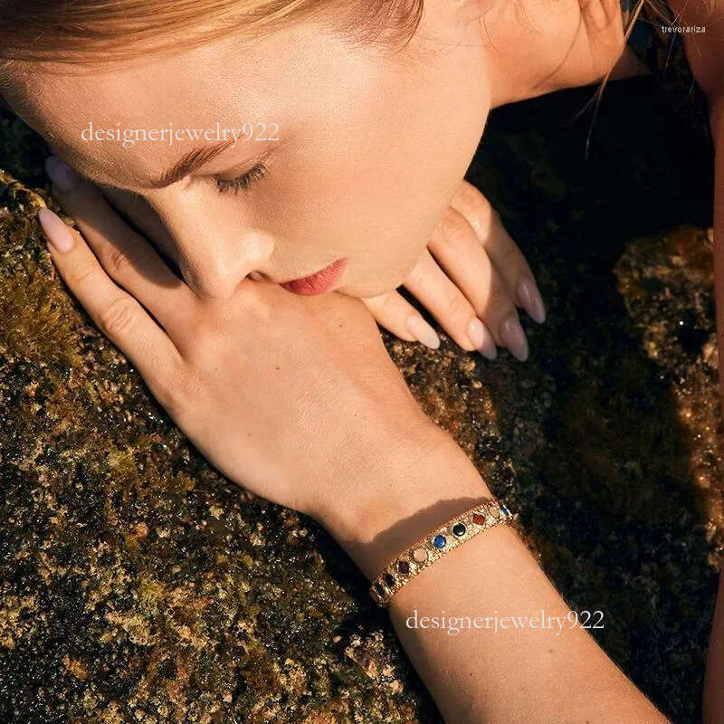 Retro design gemstone inlaid bracelet Christmas gift for women girls