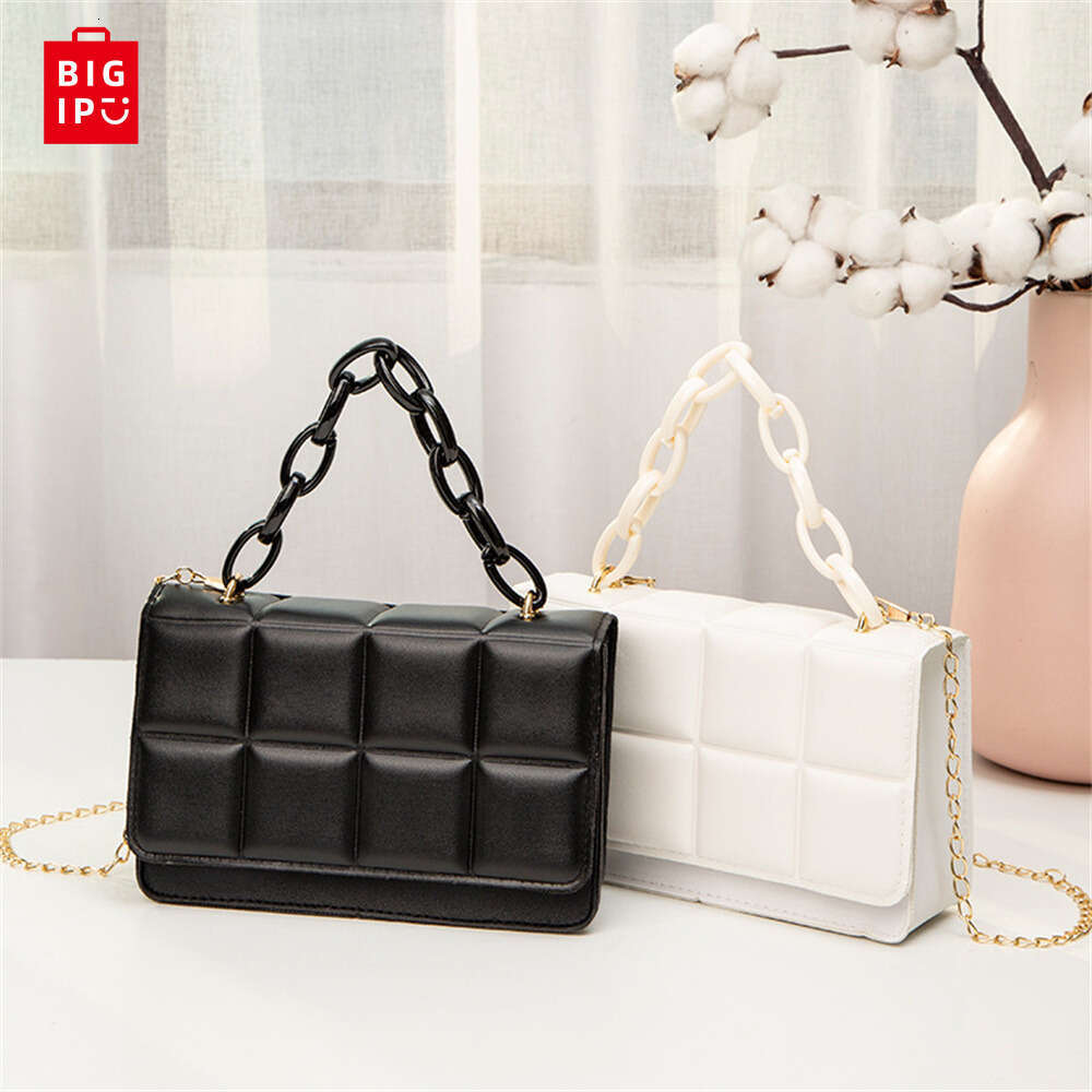 Designer Bag 2024 Pu Leather Shoulder Bags For Women Fashion Texture Black Chain Crossbody Bags Summer Trend Handbags Ladies Square Bag handbag