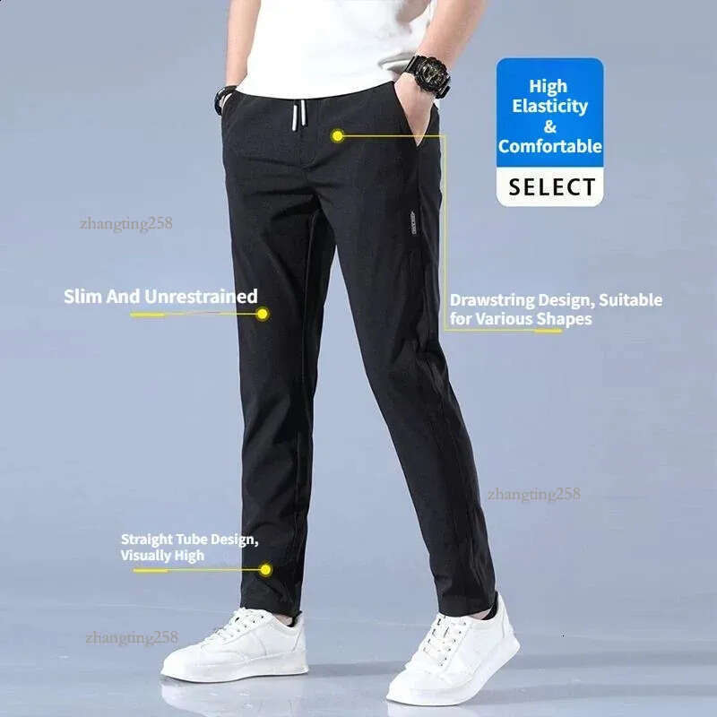 Men Golf Pants Sweatpants Men Ice Silk Large Casual Long Pants Men Breathable Trousers Elastic Quick Dry with Pocket 240822