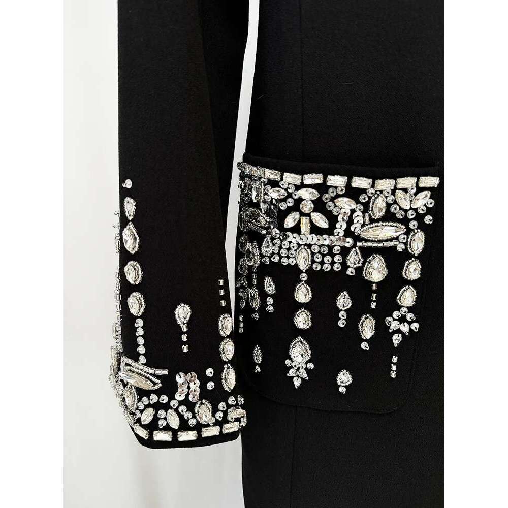Brand Women's Latest Designer Fashionable Women's Sleeveless Collar Rhie Dias Beaded Suit, Fashionable Evening Dress, Formal Dress, Party Dr
