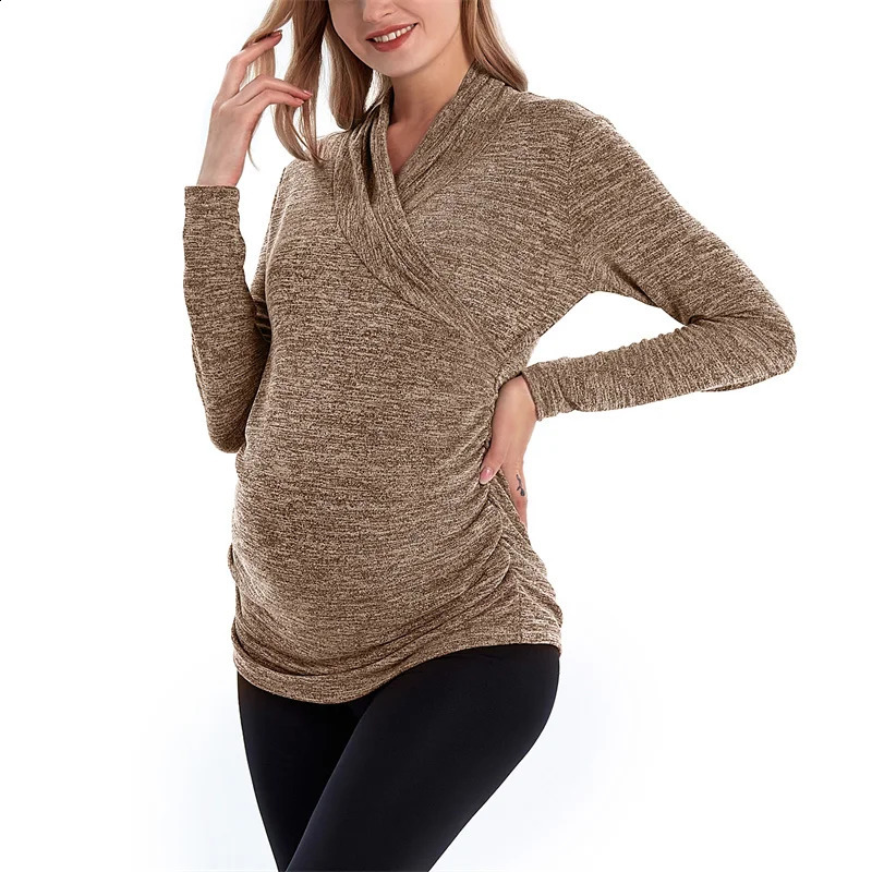 Pregnant womens floral sweaters long sleeved nursing tops autumn and winter pregnant womens feeding clothing 241105