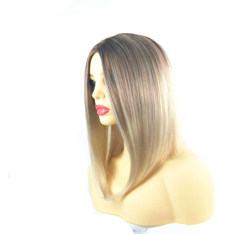 African synthetic wig for women light blonde shoulder length clavicle bobo wig