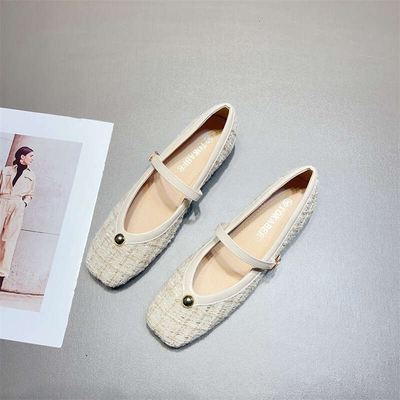 French Style Dress Evening Korean Version Spring Summer New With A Button And Thick Low Heel Soft Sole Women's Single Shoes