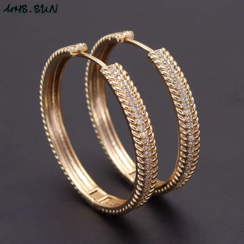 MHS.SUN Trendy AAA Zircon Jewelry Hoop For Women Fashion Gold Color CZ Crystal Earrings Party Accessories Dropship