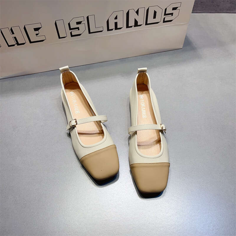 Xiaoxiang Coarse Single Order For Women With A Low Heel Mary Jane Shoes, Color Blocked Square Toe French Gentle Style Evening Shoes