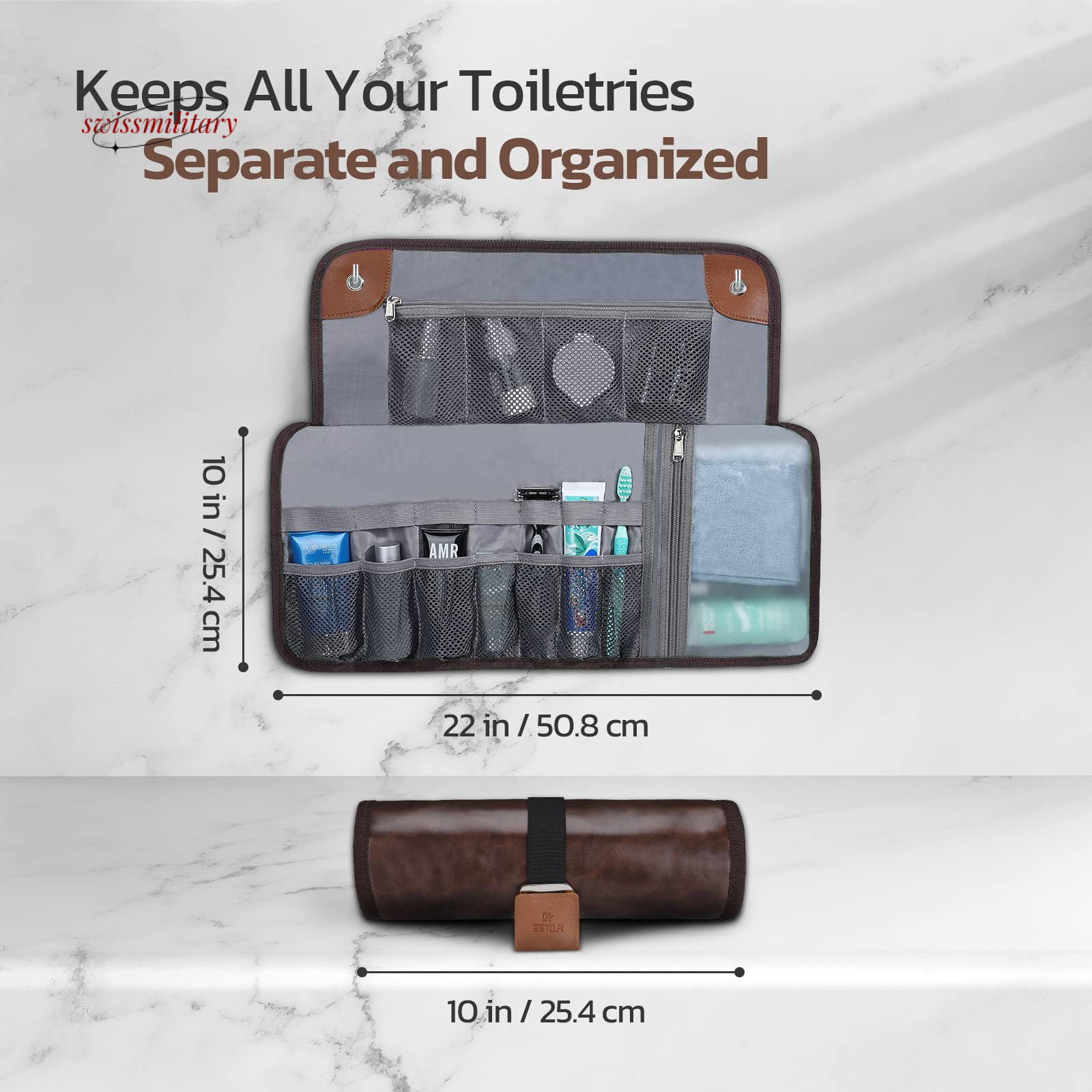 Men's toiletry travel set waterproof bathroom roll storage bag for shaving kit toiletries #21 swissmilitary