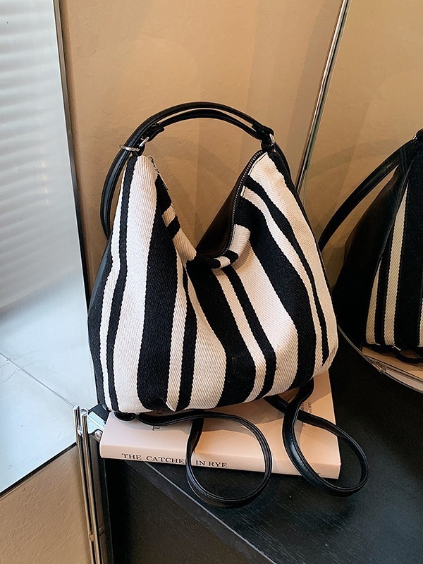 Autumn New Striped Large Capacity Fashion Handbag Personalized Shoulder Underarm Bag Designer Bags Handbags Women