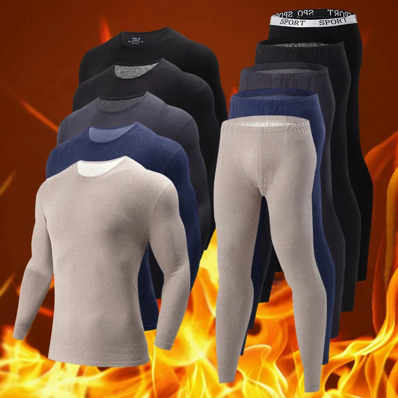 2-piece mens solid color simple autumn and winter thermal underwear comfortable and casual bottoming underwear pajama 241105
