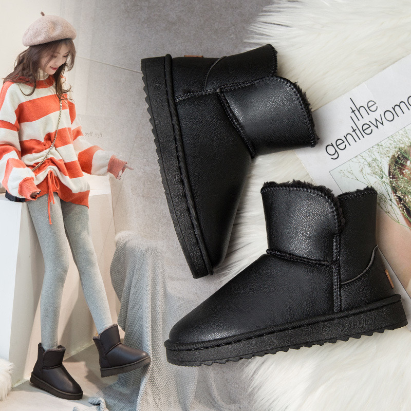 Leather Women's Boots Clogs Platform Autumn Shoes Round Toe Boots-Women Winter Footwear Flat Heel Designer Australia Women