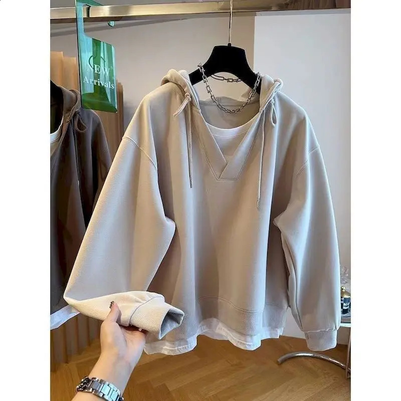 Korean Style Hoodies Women Fashion n Two Piece Hoodie Casual Loose Hooded Sweatshirts Spring Autumn Trendy Tops Y2k 241105