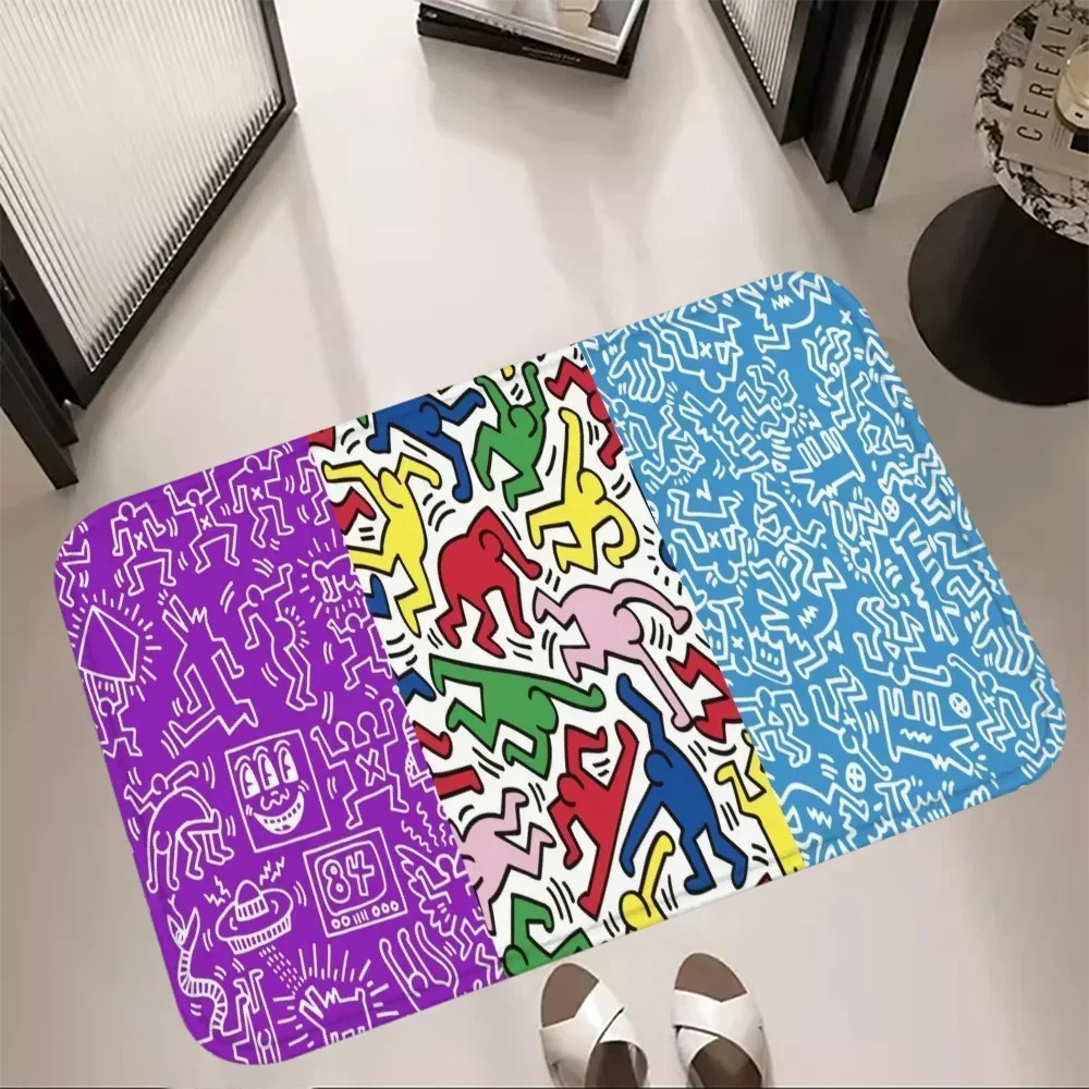 Entrance Doormat Keith Harings Floor Mat Art Bath Mat Foot Rug Kitchen Carpet Hallway Living Room Car Boot Christmas Home Decors 241104