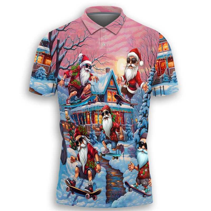 Fashionable Santa Claus 3D printed shirt hip-hop mens T-shirt interesting design boys shirt Merry Christmas gift short Slve W241104